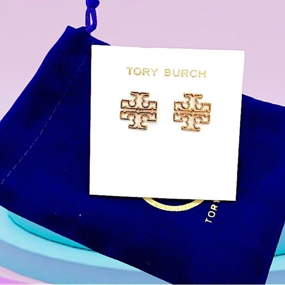 TORY BURCH MILLER 18K GOLD STUD EARRINGS - Picture 1 of 3
